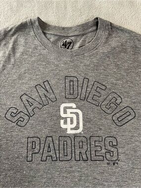 San Diego Padres  47 Brand T-Shirt Size Medium Gray Cotton Blend Peru Made